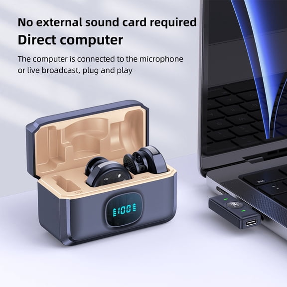 Wireless Lavalier Microphone System for iPhone, Dual Clip-on Lapel Mics with Charging Case, 2.4G Noise Cancelling for Vlogging, Interviews, and Live Streaming