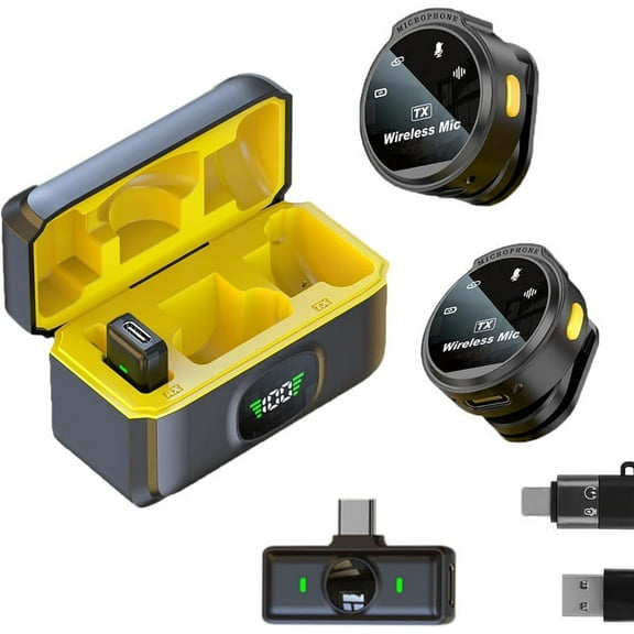 Wireless Lavalier Microphone, USB C Mini Lapel Microphone Wireless Included Noise Reduction, Min Lapel Mic for Streaming, Vlog, Video Recording