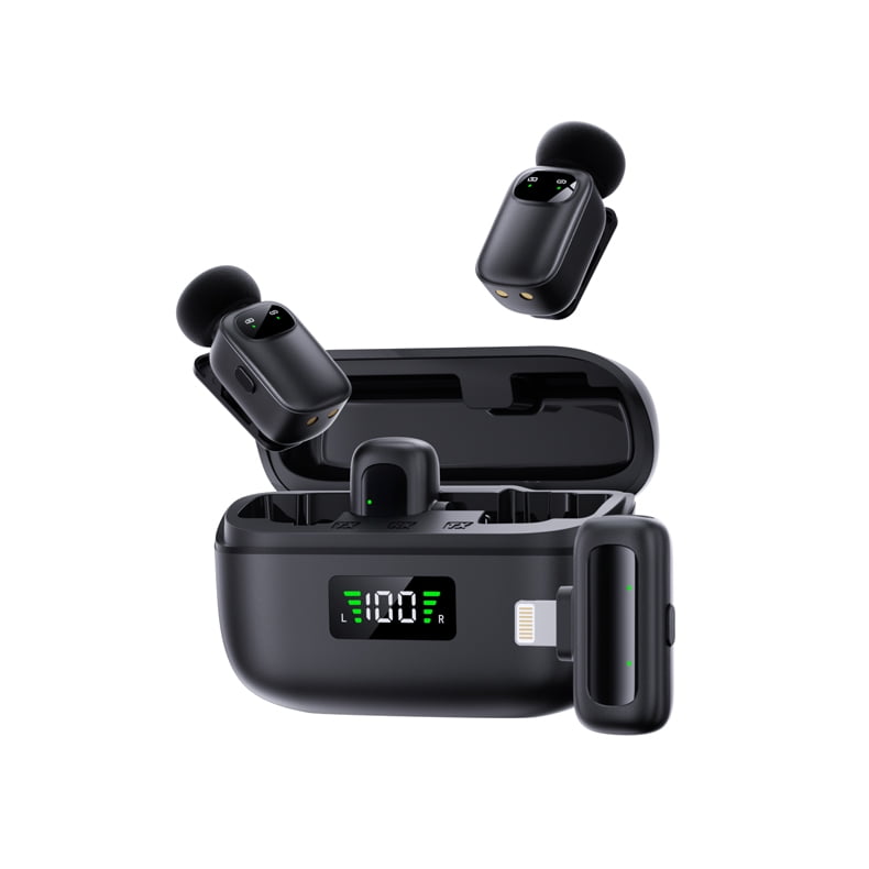 Wireless Lavalier Microphone for Dual-Person Use | Crystal-Clear Audio | Plug & Play | Noise Reduction | 30m Range | 6H Battery