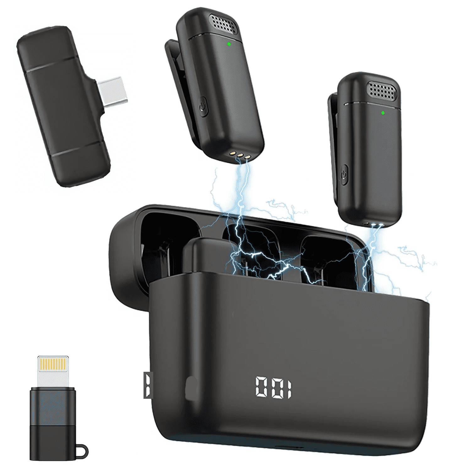 Wireless Lavalier Microphone for Phone(Type-c,iPhone iPad), Wireless Microphone for Video Recording, Live Stream, Noise Reduction & Plug-Play