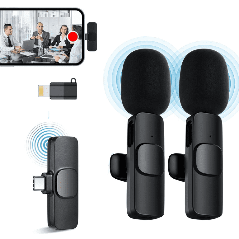 Wireless Lavalier Microphone for Phone(Type-c,iPhone iPad), Wireless  Microphone for Video Recording, Live Stream, Noise Reduction & Plug-Play 