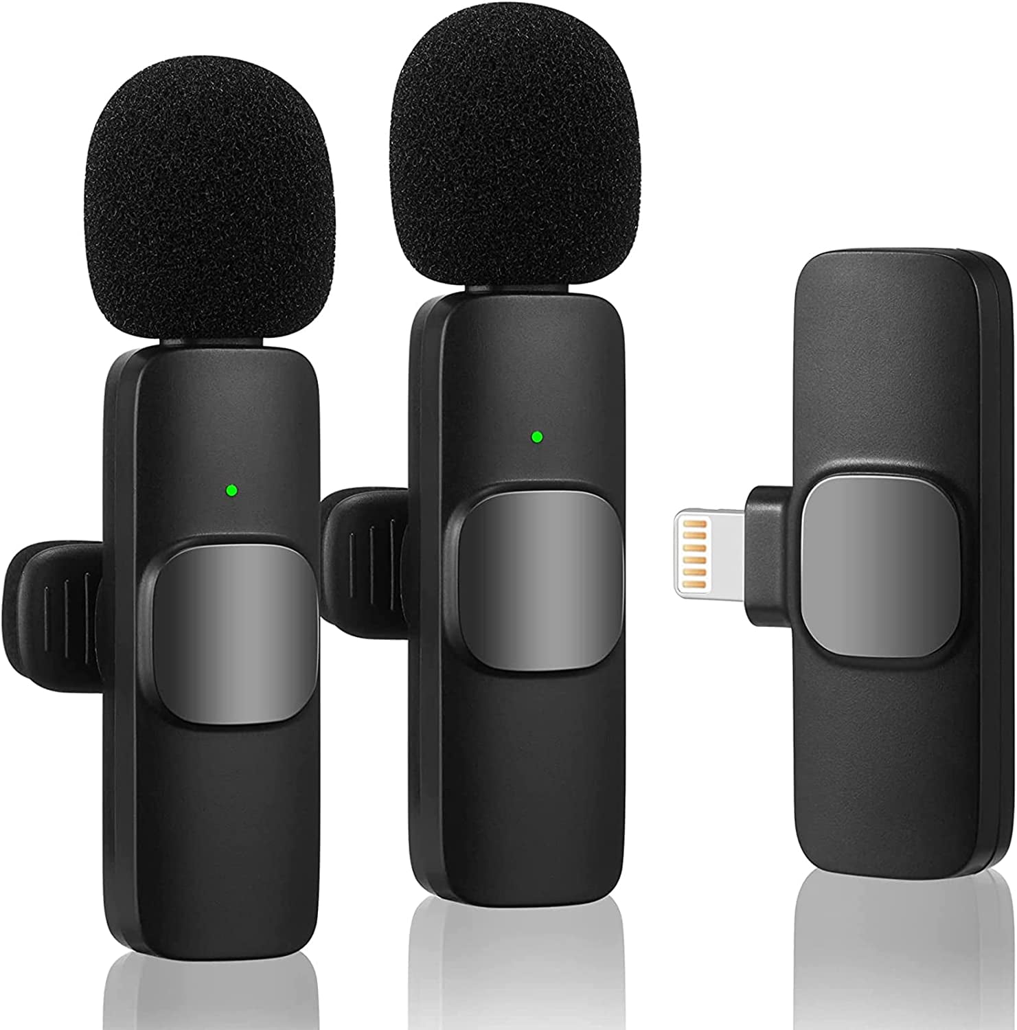 Wireless Lavalier Microphone for iPhone iPad, Plug-Play Wireless Mic for Recording, Live Stream, Noise Reduction Auto-Sync