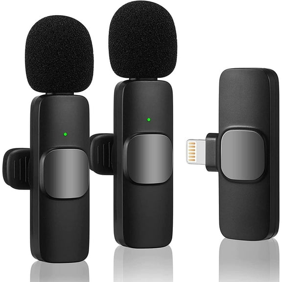 Wireless Lavalier Microphone for iPhone iPad, Plug-Play Wireless Mic for Recording, Live Stream, Noise Reduction Auto-Sync