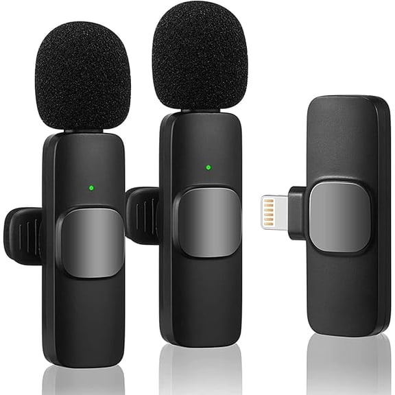 Wireless Lavalier Microphone for iPhone iPad, Plug-Play Wireless Mic for Recording, Live Stream, YouTube, TikTok, Facebook, Noise Reduction Auto-Sync