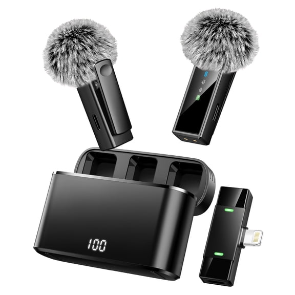 Wireless Lavalier Microphone for iPhone 14/13/12/11 Series, Lapel Mic with All-in-One 24H Charging Case, Noise Reduction, Play Clip Mic for Video Recording,YouTube, TikTok, Podcast, Vlog
