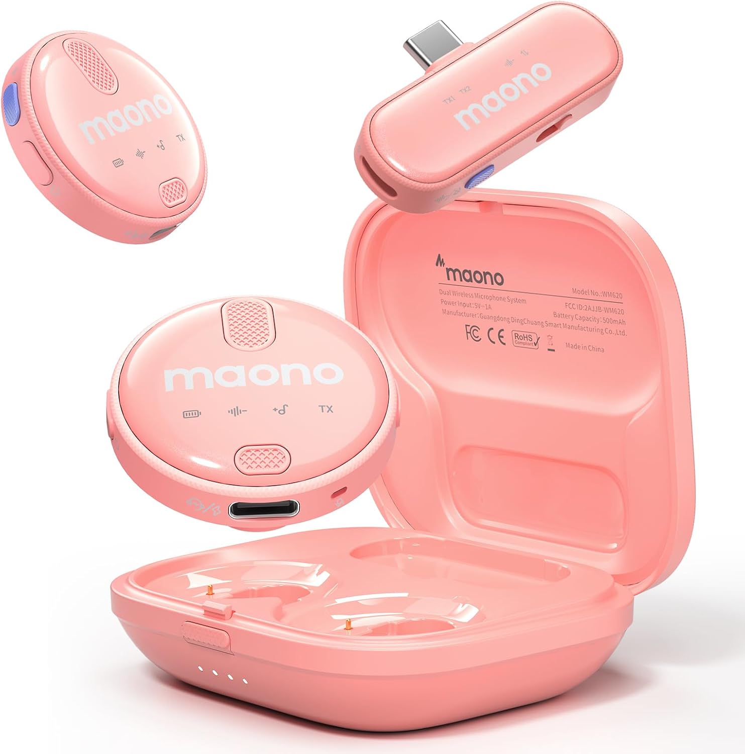 Wireless Lavalier Microphone for iPhone 15 & Android, USB C Clip on