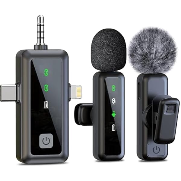 Wireless Lavalier Microphone for iPhone/Android/Camera, 3 in 1 Mini ...