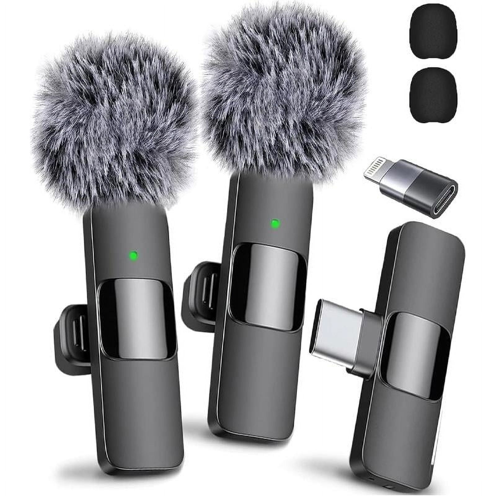 Wireless Lavalier Microphone for iPhone & Android - Dual Mini Lapel Mics with Noise Cancellation, 100ft Range, Clip-On Mic for Recording, Vlogging, YouTube, Interviews