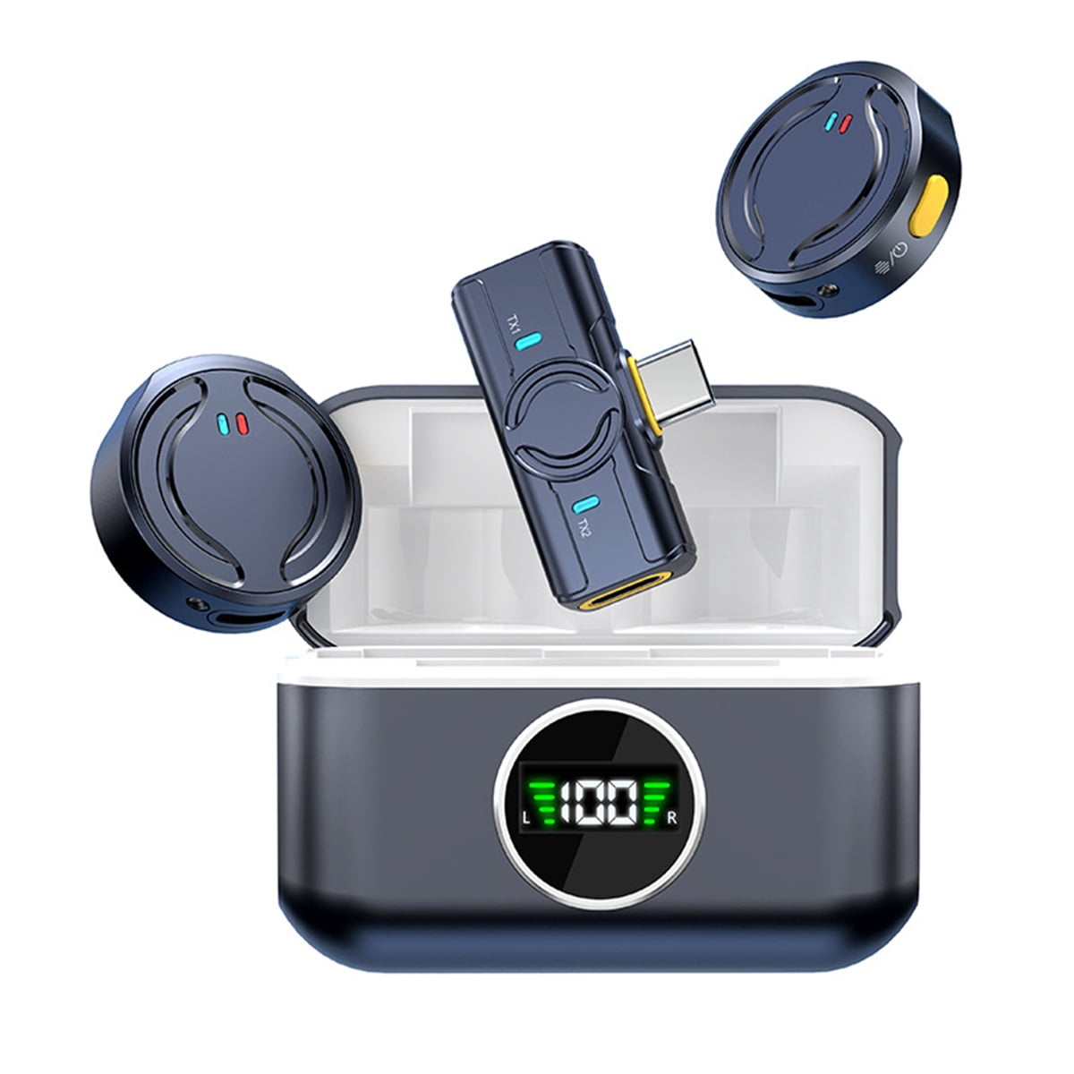 Wireless Lavalier Microphone for iPhone/Android, Lapel Mics with USB-C Plug-Play, Mini Mic with 2.4GHz Noise Cancellation, Charging Case Included, Range for Stream, Vlog