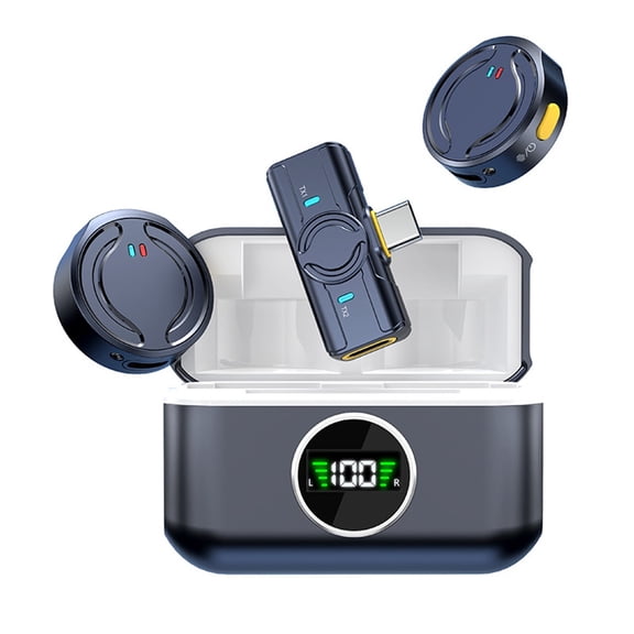 Wireless Lavalier Microphone for iPhone/Android, Lapel Mics with USB-C Plug-Play, Mini Mic with 2.4GHz Noise Cancellation, Charging Case Included, Range for Stream, Vlog