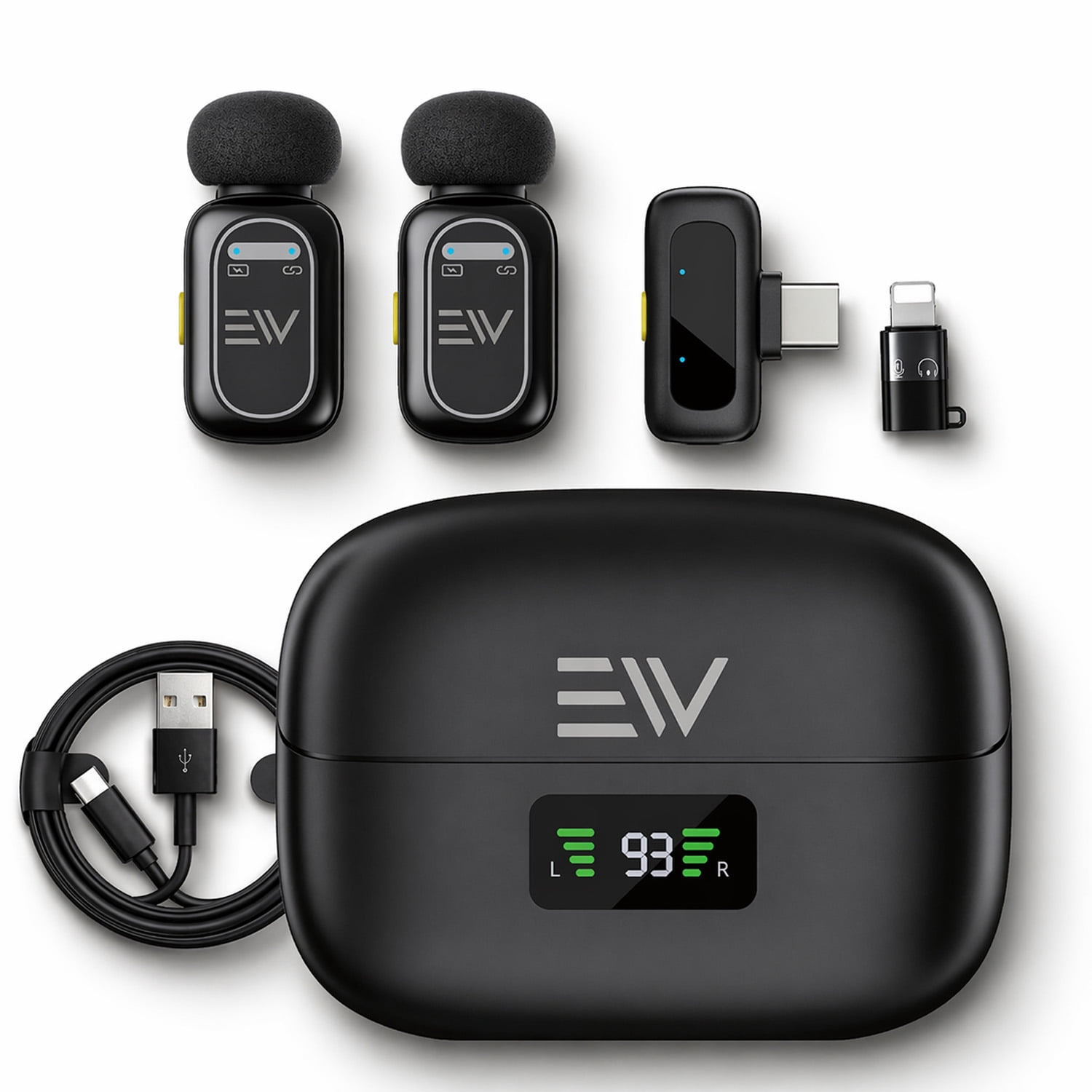 Wireless Lavalier Microphone for iPhone & Android, Plug & Play Mini Lapel Mic with Charging Case, Noise Cancelling, Real Time Audio Monitoring, Type C & Lightning Receiver for Vlogging,TikTok,YouTub