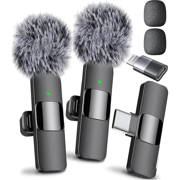 Wireless Lavalier Microphone for iPhone Android, Recording Clip-on Mini Mic for iPhone/for iPad Video Recording with Rotatable Clip&Denoise Recording, Portable Mic Set for Content Creators