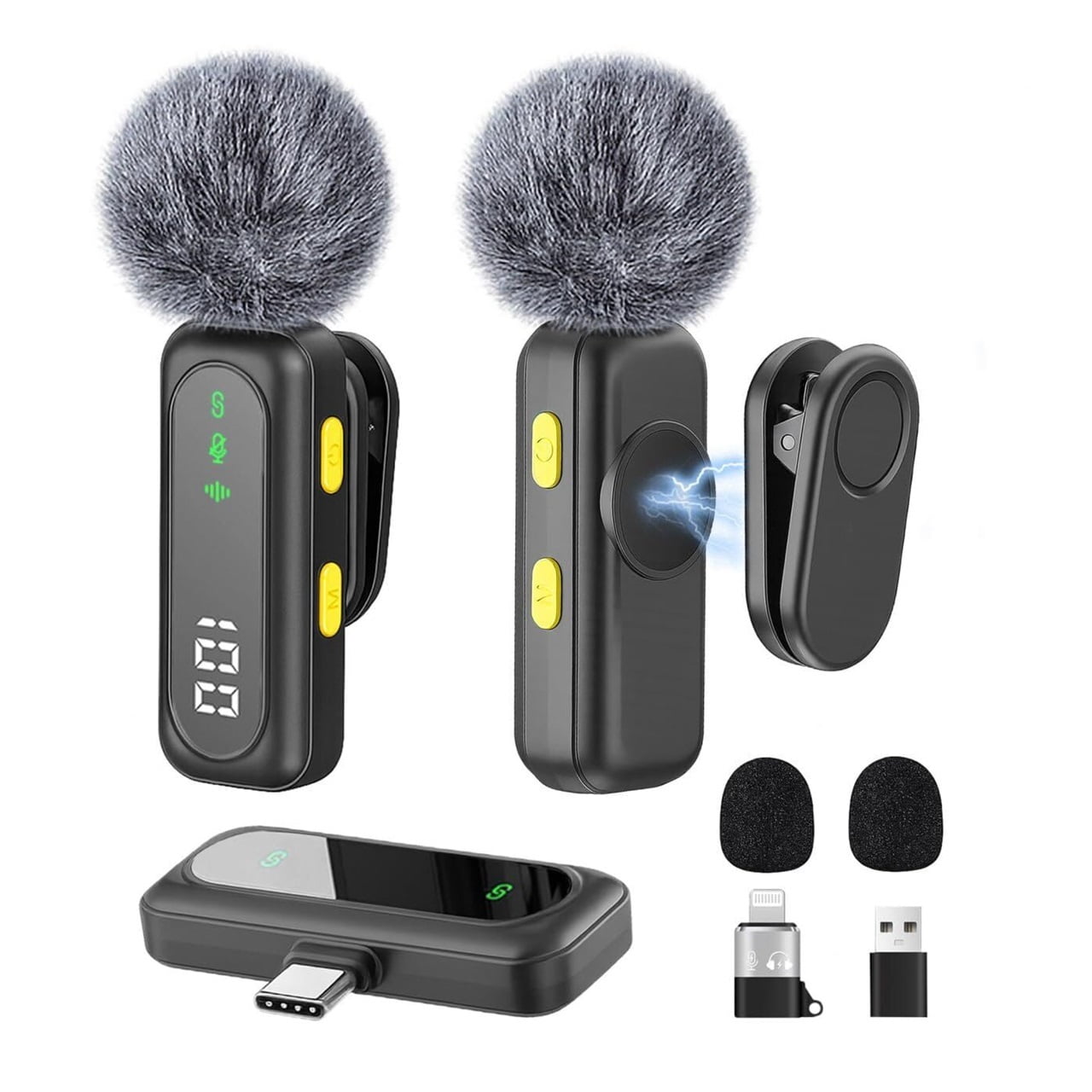 Wireless Lavalier Microphone for iPhone Mini Mic Android/Tablet/PC Video Recording Clip-on Mics with Rotatable Clip&Denoise Recording, Ideal for Vlog Tiktok Youtube Podcast Content Creator