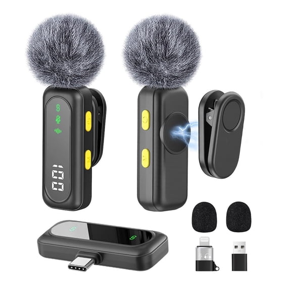 Wireless Lavalier Microphone for iPhone Mini Mic Android/Tablet/PC Video Recording Clip-on Mics with Rotatable Clip&Denoise Recording, Ideal for Vlog Tiktok Youtube Podcast Content Creator