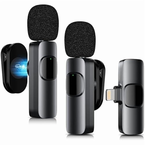 Wireless Lavalier Microphone for iPhone, Mini Microphone with Active Noise Cancellation, Magnetic Lapel Microphone for TikTok, YouTube, Video Vlog, Interviews, Live Streaming (A1)