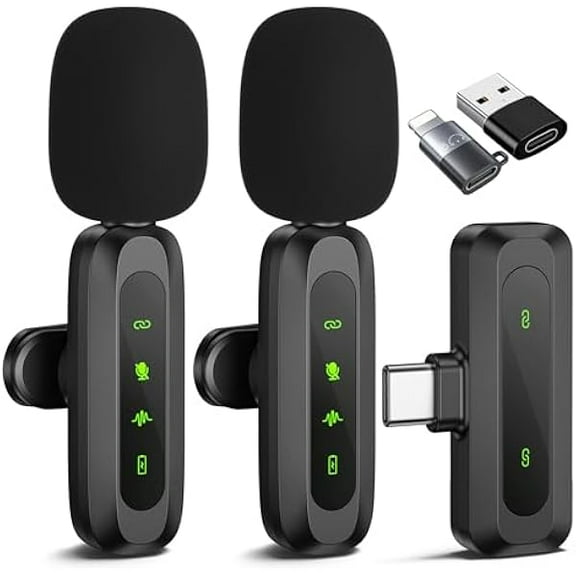 Wireless Lavalier Microphone for iPhone, iPad, Android - 100FT Transmission, 360 Omnidirectional HD High Sensitivity Mic for Interview, Video Podcast, Vlog, YouTube, TikTokw (JMIC-01)