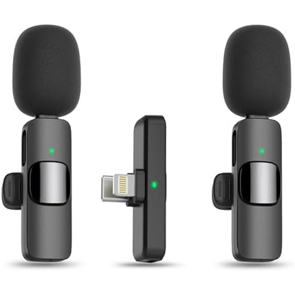 Wireless Lavalier Microphone for iPhone, iPad, Android - Bluetooth Lapel Phone Mic for Video Recording - Mini Clip on Microphones for Tiktok YouTube Podcast Interview