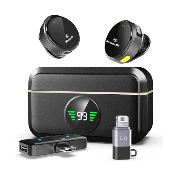 Wireless Lavalier Microphone for iPhone iPad Android With Charging Case Audio Smartphone Audio Smartphone Portable Clip Lapel Receiver Equipment Device Recording Usb Wearable wireless microphone stre