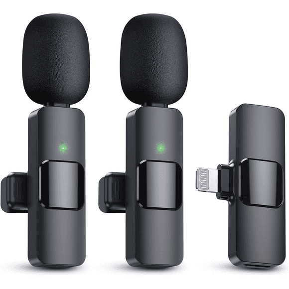 Wireless Lavalier Microphone for iPhone14 13 12 11 etc. , Lapel Microphone with Noise Reduction, Clip On Mini Mic for Video Recording, Interviews, Vlog