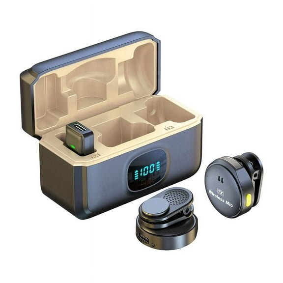 Wireless Lavalier Microphone with Magnetic Design and Noise Reduction for IOS and Android Audio Video Recording