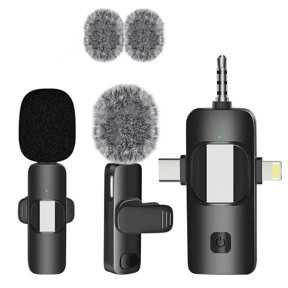 Wireless Lavalier Microphones Mini Microphone for iPhone,Android and Camera,Plug-Play,with Noise Reduction,Professional Video Recording Lav Mic for Interview,Vlog