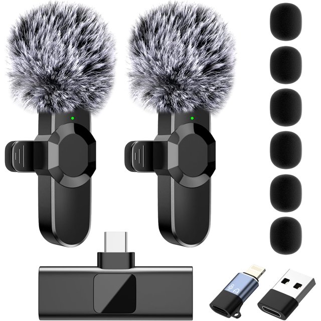 Wireless Lavalier Microphones for USB C Cordless Omnidirectional