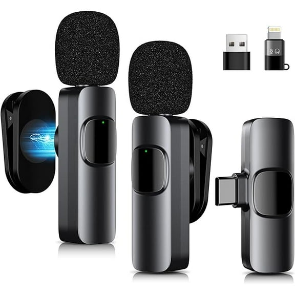 Wireless Lavalier Mini Microphone for iPhone, Active Noise Cancellation, Magnetic Lapel Microphone for TikTok, YouTube, Video Vlog, Interviews, Live Streaming (K1)