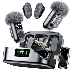 Wireless Lavalier Mini Microphone for iPhone ipad Android,USB-C Noise Canceling Lapel Lavalier Mic,Clip-On Mic with 45H Charging Case for Vlogging,Video Recording,Podcast, YouTube,TikTok(2 TX + 2 RX)