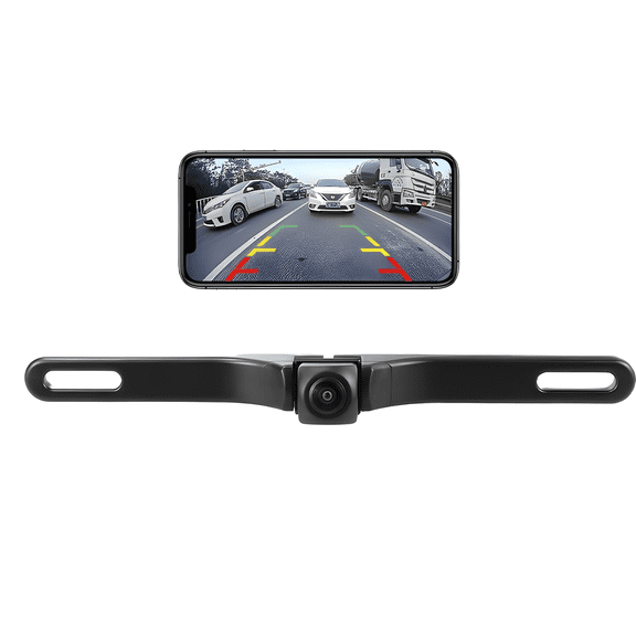Wireless License Plate Backup Camera | WiFi Connection for iPhone&Android, Easy Install for Sedan/SUV/Camper