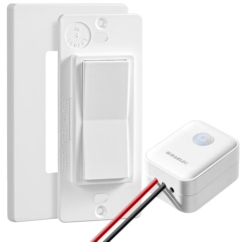 Wireless Light Switch and Receiver Kit - No Neutral Wire Required, 100FT Range, Decorator Rocker Wall Switch, No Wiring or WiFi, Remote Control for Old Houses Lighting (Upgraded Antenna)$$