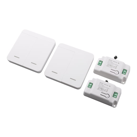 Wireless Light Switch Remote Control Switch Kit RF 2-Gang Switch and 2 Receivers