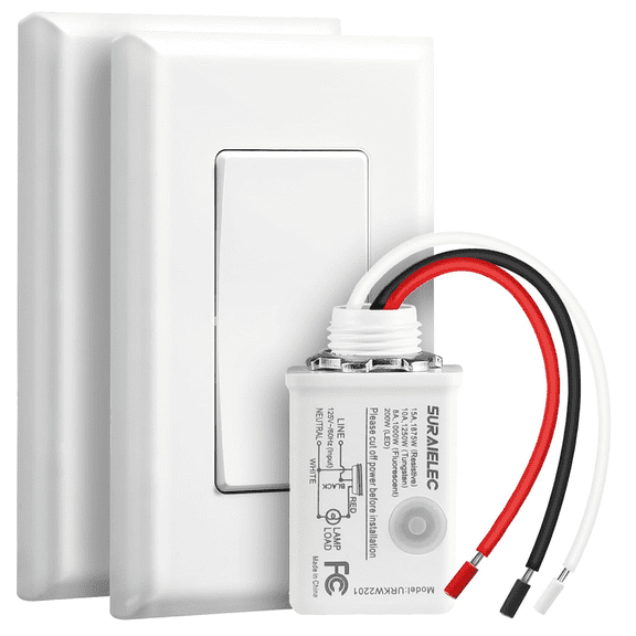 Wireless Light Switch and Receiver Kit, 15A High Power, No Wiring, 100Ft RF Rang