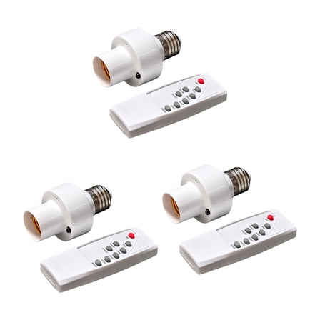 Wireless Light Switches Set Remote Control Light Socket E27 Base Lamp Holder with Remote Timer for Basement Garage