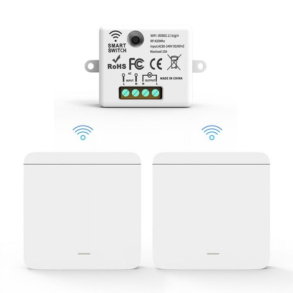 Wireless Light Wall Switch 433Mhz Relay Receiver with 2x1Gang Panel Switch LED Remote Control for LED Lamp