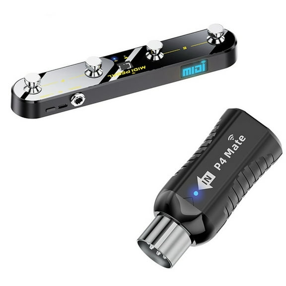 Wireless MIDI Adapter Audio Transmitter Receiver 2.4GHz Ultra-Low Latency Built-in Silent MIDI Foot Controller