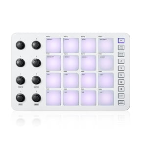 Wireless MIDI Controller Pads, Portable USB MIDI Keyboard with 16 MPC Drum Pads, 8 Assignable Knobs, Note Repeat, Full Level Buttons, Rechargeable Battery