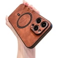 thumbnail image 1 of Wireless Magnetic Faux Leather Phone Case with Magnetic Attachment, Touch Comfort and Drop Protection for iPhone 15 14 13 12 11 Pro Max X XS XR Case (Brown,iPhone 13 Pro Max), 1 of 8