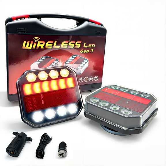 Wireless Magnetic Trailer Lights Kit, LED Tow Lights with Rechargeable Battery, IP65 Waterproof
