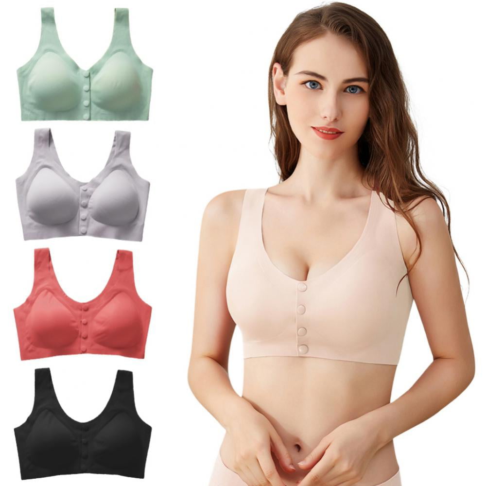 Plus Size Maternity Sports Bras for Pregnancy Straps Snap Front Push Up  Tank Nutton Down Solid Women Bras Wireless