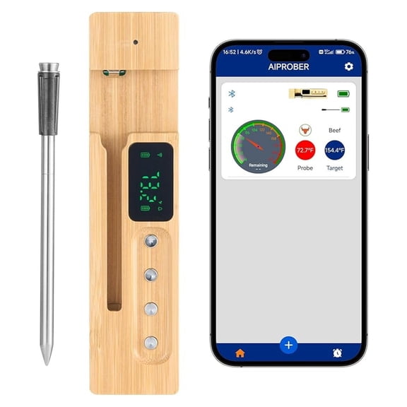 Wireless Meat Thermometer, 500 ft Range Wireless Bluetooth Meat Thermometer, Digital Cooking Food, Waterproof Smart Meat Probe with One Probe, for Grilling, Smoker, BBQ & Oven