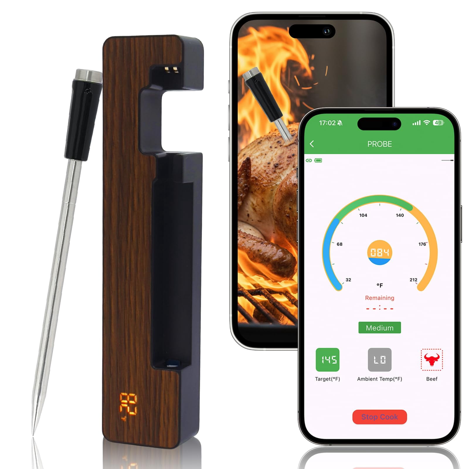 Thermomètre à Viande WiFi Pro Duo – Résiste Jusqu’à 1000°F, Portée Longue, Idéal Pour Le Barbecue