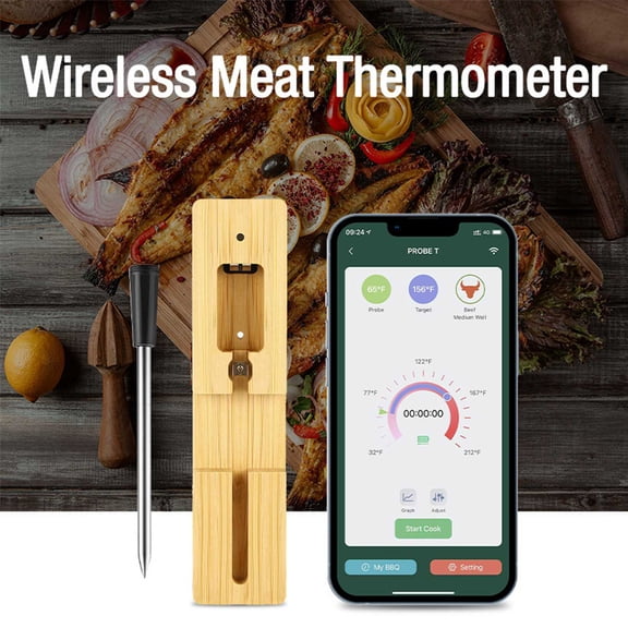 Wireless Meat Thermometer Outdoor Smart Meter Digital Waterproof Kitchen Oven Grill Food Thermometer