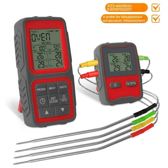 Wireless Meat Thermometer for Grilling and Smoking with Four Meat Probe Kitchen Digital Cooking Food T