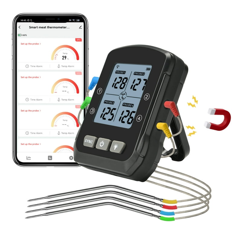 wireless meat thermometer with 4 probes