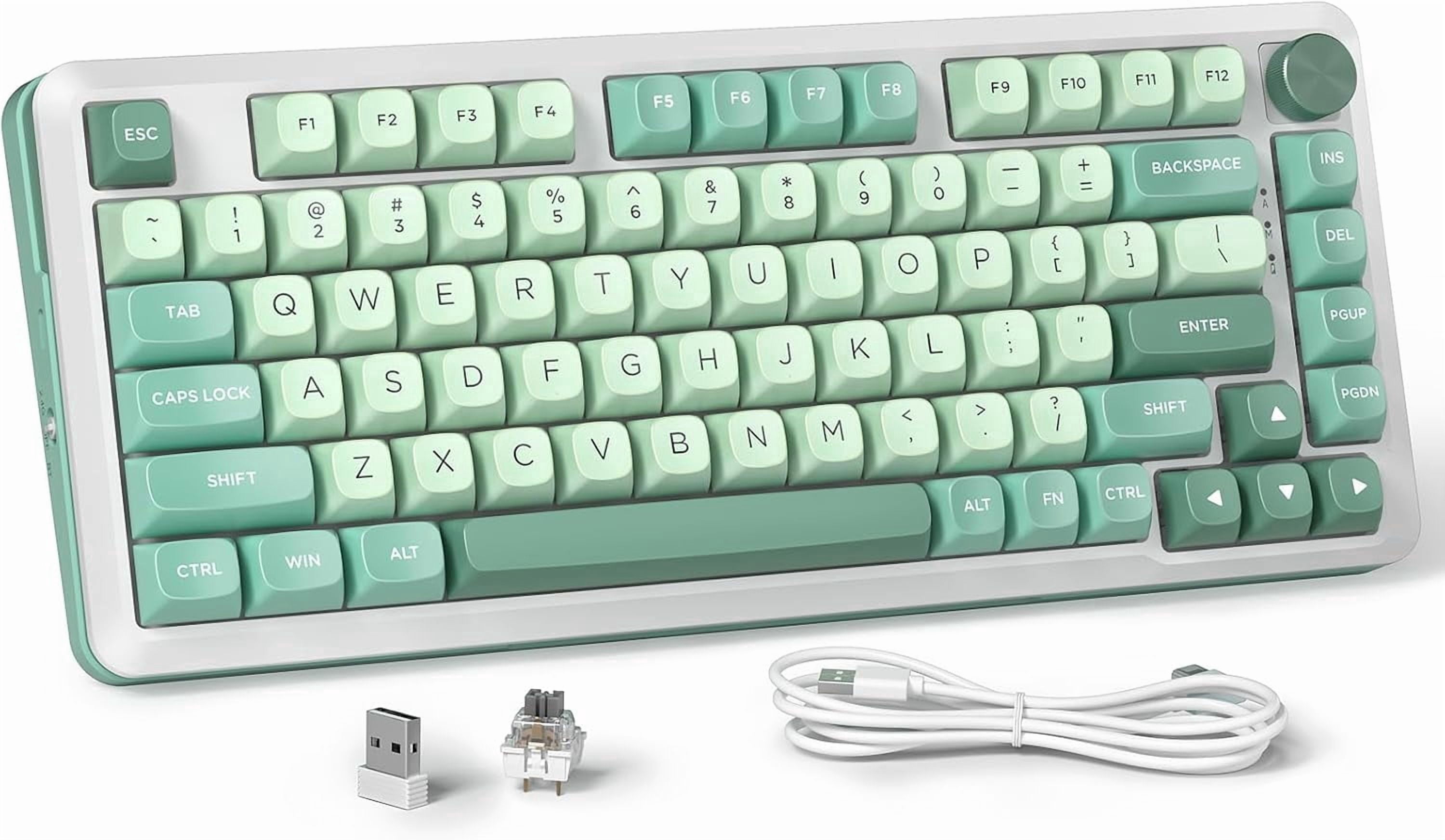 Wireless Mechanical Gaming Keyboard ，Gaming Keyboard in 75% Layout with Gasket Mounted, RGB Magnetic Switch Keyboard with Bluetooth 5.0/2.4Ghz/USB Wired， 81 Keys - Green