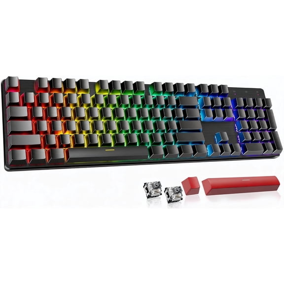 Wireless Mechanical Gaming Keyboard with Tri-Mode Connectivity RGB Backlighting Hot-Swappable Switches PBT Keycaps Programmable Deep Black