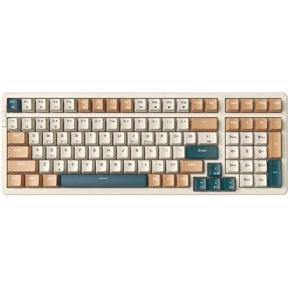 Wireless Mechanical Keyboard, Triple Mode 2.4G/USB-C/BT Gaming Keyboards 100 Keys RGB Backlit, Brown Switch Rechargeable | Brown Combo