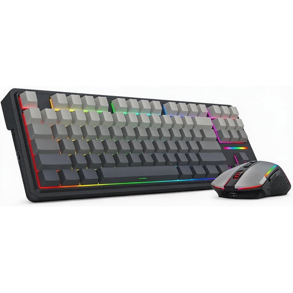 Wireless Mechanical Keyboard and Mouse Combo with RGB Backlight TKL Layout Hot Swappable Linear Switches and 12800 DPI Mouse