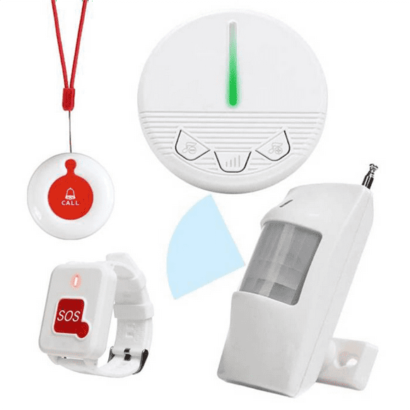 Wireless Medical Alert Button Senior Emergency Call System, Loud Alarm, Fall Detection, Ideal for Seniors Dementia Patients & Disabled (Battery Included)