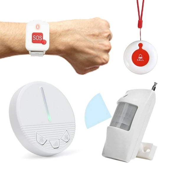 Wireless Medical Alert Button Senior Emergency Call System, Loud Alarm, Fall Detection, Ideal for Seniors Dementia Patients & Disabled (Battery Included)